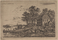 KG 08315
<br/>
Rivierlandschap met veerpont en postkoets
<br/>
<em>Emaus de Micault, Gerhardus (1798-1863)</em>